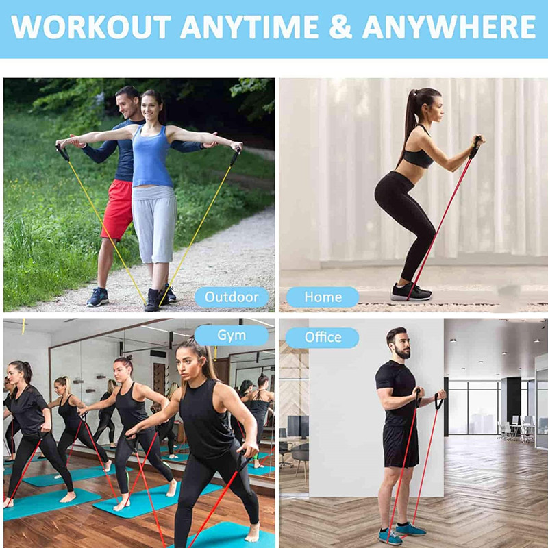 Benzi de rezistență la exercițiu unic cu mânere Tuburi de rezistență la antrenament Coarda de tensionare pentru yoga pentru antrenament de box de forță la sală de gimnastică acasă