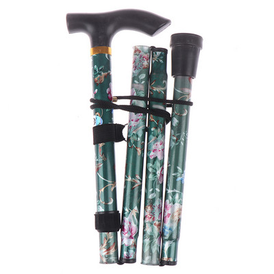 Baston de mers pliabil reglabil, 84-93 cm, robust, imprimat, de călătorie, în cinci secțiuni, cu model, cârjă, baston, sport în aer liber, drumeții