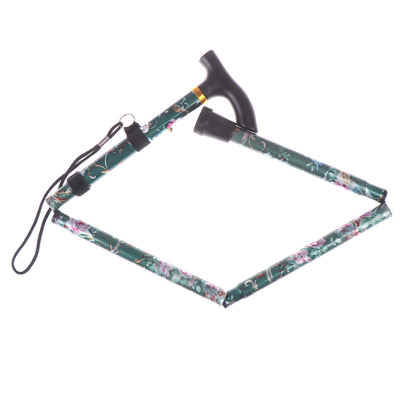 Baston de mers pliabil reglabil, 84-93 cm, robust, imprimat, de călătorie, în cinci secțiuni, cu model, cârjă, baston, sport în aer liber, drumeții