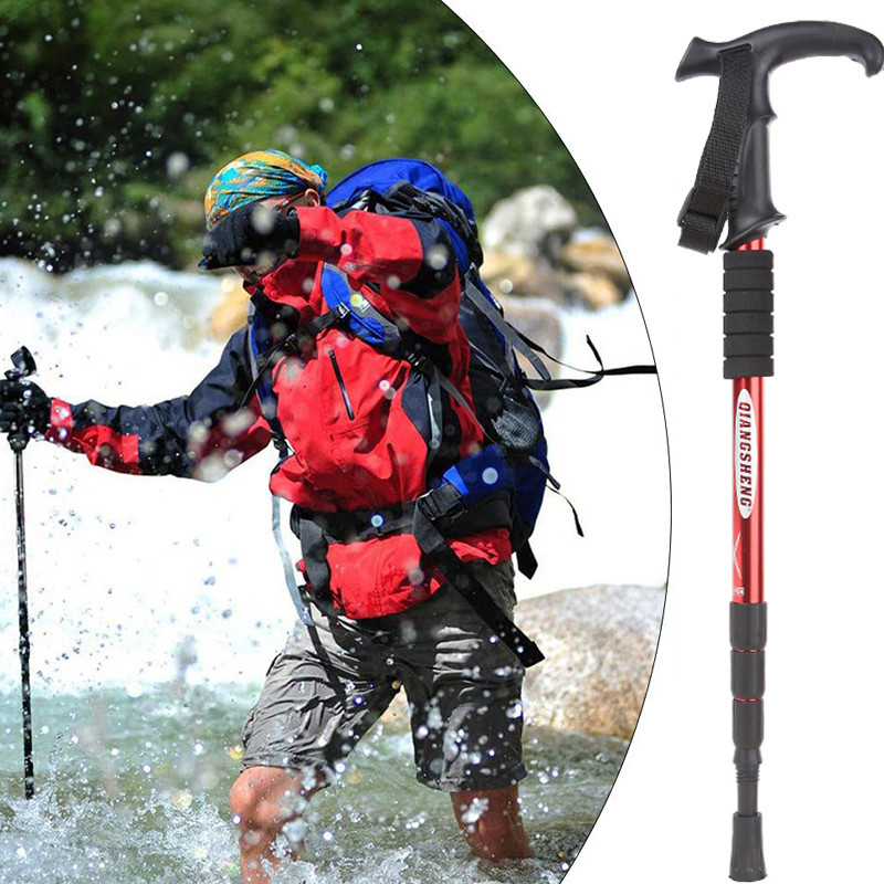 4-dijelni štap za hodanje na otvorenom, prijenosni teleskopski štap za planinarenje, protuklizni štap od aluminijske legure, štap za penjanje za starije osobe