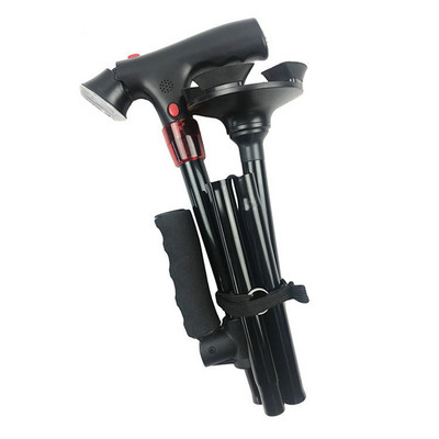 Sulankstomos teleskopinės sulankstomos lazdelės šeivamedžio lazdelės LED vaikščiojimo lazdos Seniulių ramentai Mamų vyresnio amžiaus tėčių vaikščiojimo lazdos