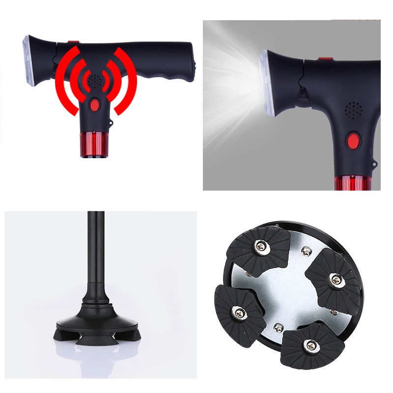 Sulankstomos teleskopinės sulankstomos lazdelės šeivamedžio lazdelės LED vaikščiojimo lazdos Seniulių ramentai Mamų vyresnio amžiaus tėčių vaikščiojimo lazdos