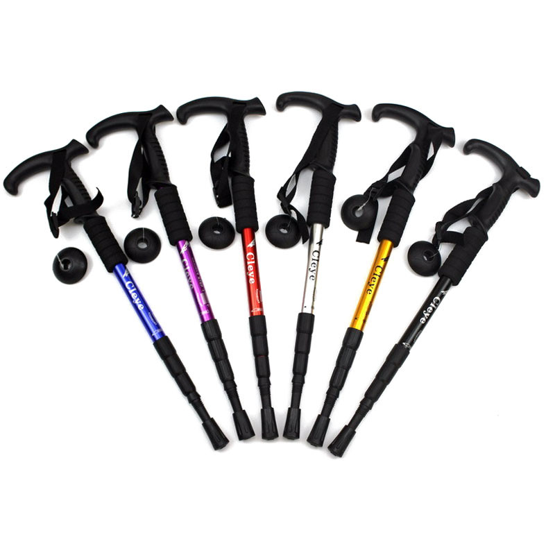 Matkakepp 110 cm 4 sektsiooniga alumiiniumsulamist kõndimiskepid Teleskoopnuiaga jooksurada Kepid T Käepide Matkatarvikud