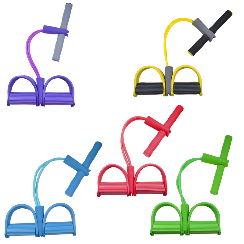 Frânghie de tensiune 2 tuburi Coarda de tragere pentru sit-up Benzi elastice portabile de fitness Pedală extractor de glezne Aparat de exercițiu abdominal pentru sală de gimnastică acasă