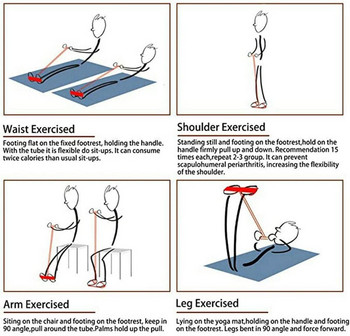 TPE Мултифункционална тренировка за крака, корема, коремни крака, педал, рали, фитнес, дърпащо въже, уреди за упражнения, 4 тръби, съпротивителни ленти