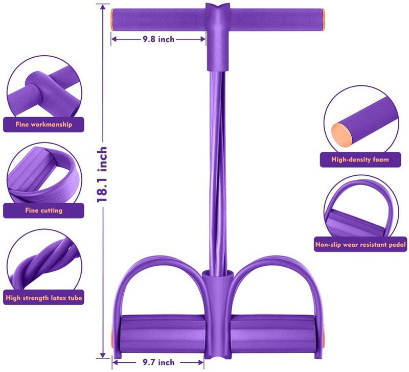 TPE Multifunctional Picior Tummy Antrenament Picior Sit-Up Pedală Raliu Fitness Trage Coarda Echipamente pentru exerciții 4 Tuburi Benzi de rezistență