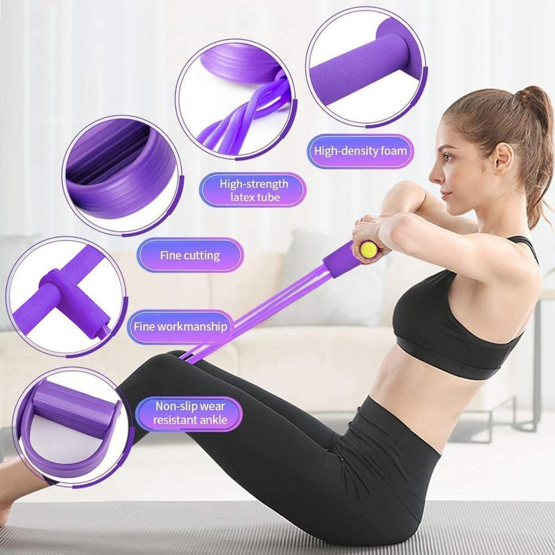 TPE Multifunctional Picior Tummy Antrenament Picior Sit-Up Pedală Raliu Fitness Trage Coarda Echipamente pentru exerciții 4 Tuburi Benzi de rezistență