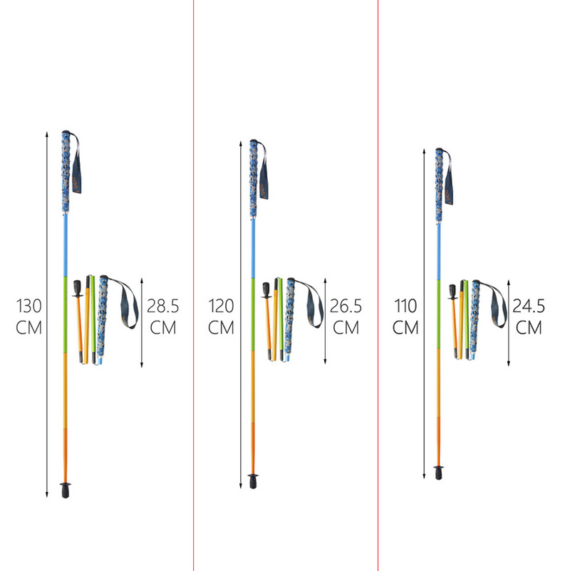Bețe de drumeție pliabile, colorate, în 5 secțiuni Bastoane de drumeție ultra ușoare Bastoane portabile din fibră de carbon, în aer liber, baston