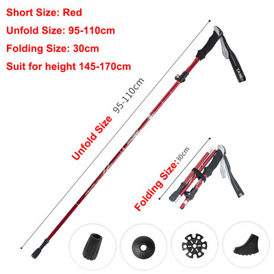 5 részes összecsukható túrabotok Ultrakönnyű Nordic Walking Botok Túrázás Teleszkópos Rúd Állítható Shock Botok Mászóbotok