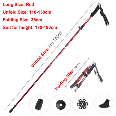 5 részes összecsukható túrabotok Ultrakönnyű Nordic Walking Botok Túrázás Teleszkópos Rúd Állítható Shock Botok Mászóbotok