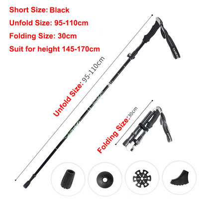 5 részes összecsukható túrabotok Ultrakönnyű Nordic Walking Botok Túrázás Teleszkópos Rúd Állítható Shock Botok Mászóbotok