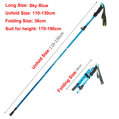 5 részes összecsukható túrabotok Ultrakönnyű Nordic Walking Botok Túrázás Teleszkópos Rúd Állítható Shock Botok Mászóbotok