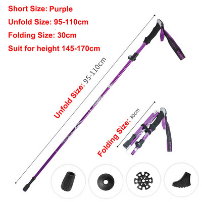 5 részes összecsukható túrabotok Ultrakönnyű Nordic Walking Botok Túrázás Teleszkópos Rúd Állítható Shock Botok Mászóbotok