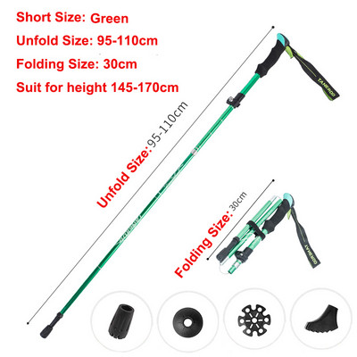 5 részes összecsukható túrabotok Ultrakönnyű Nordic Walking Botok Túrázás Teleszkópos Rúd Állítható Shock Botok Mászóbotok