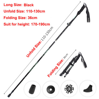 5 részes összecsukható túrabotok Ultrakönnyű Nordic Walking Botok Túrázás Teleszkópos Rúd Állítható Shock Botok Mászóbotok