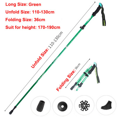 5 részes összecsukható túrabotok Ultrakönnyű Nordic Walking Botok Túrázás Teleszkópos Rúd Állítható Shock Botok Mászóbotok