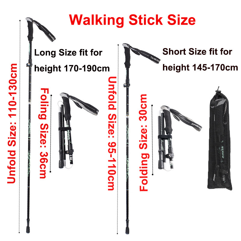 5 részes összecsukható túrabotok Ultrakönnyű Nordic Walking Botok Túrázás Teleszkópos Rúd Állítható Shock Botok Mászóbotok