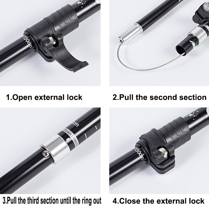 5 részes összecsukható túrabotok Ultrakönnyű Nordic Walking Botok Túrázás Teleszkópos Rúd Állítható Shock Botok Mászóbotok