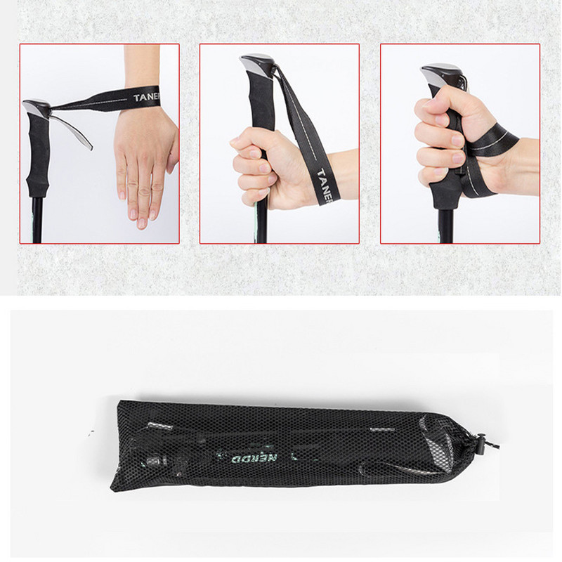 Õues kaasaskantavad kokkupandavad ülikerged matkakepid Kokkupandavad jalgsimatkad Reguleeritavad mägimatkamise jalutuskepid süsinikust