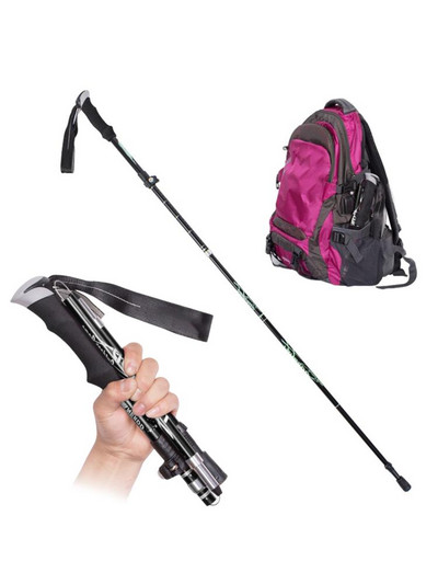 30-130 см сгъваем бастун за трекинг 5 секции Ултра лек телескопичен бастун от алуминиева сплав за туризъм на открито