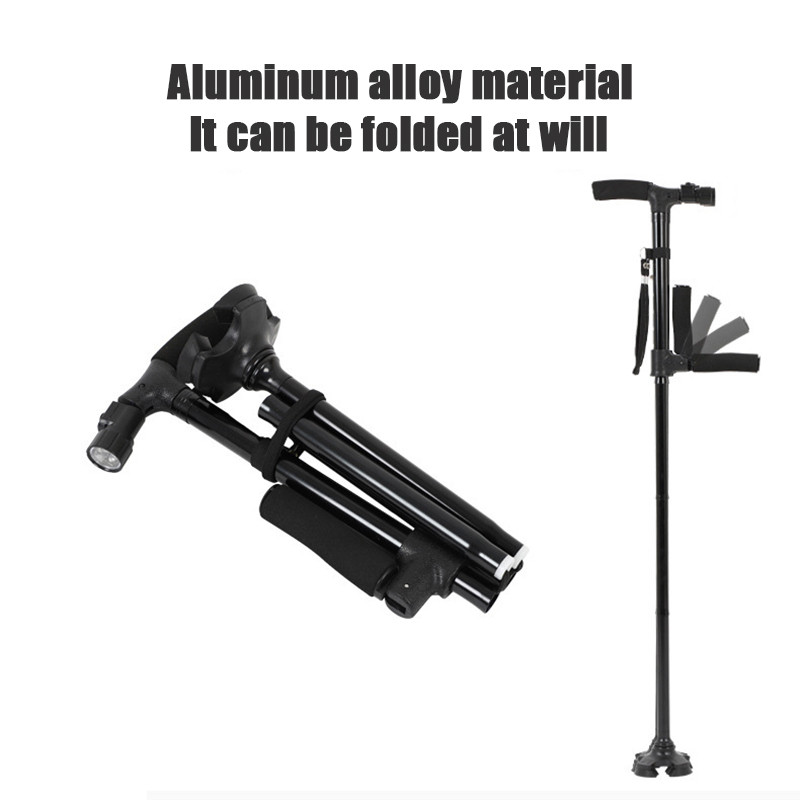 95 cm sulankstomos žygio lazdos, dvi rankenos, vaikščiojančios lazdos su žibintuvėliu, teleskopiniais ramentais pagyvenusiems žmonėms Patikimos lazdos