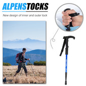 Bastoane de trekking în aer liber, cu 3 secțiuni, din aliaj de aluminiu, telescopic, stâlp de mers pentru bătrân, accesorii de alpinism ușoare reglabile