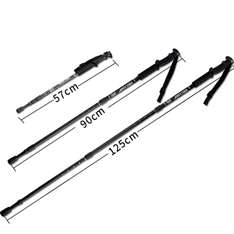 Bastoane de trekking în aer liber, cu 3 secțiuni, din aliaj de aluminiu, telescopic, stâlp de mers pentru bătrân, accesorii de alpinism ușoare reglabile