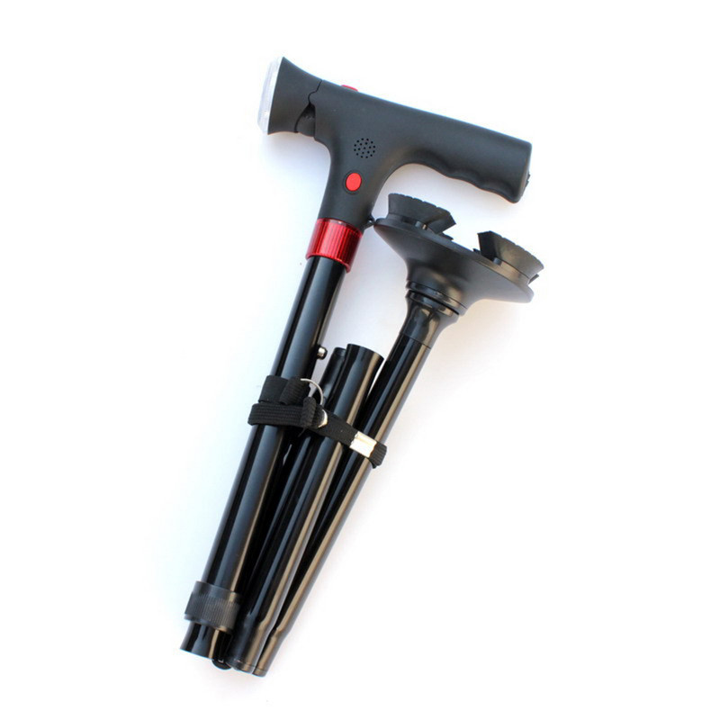 Išmanieji sulankstomi teleskopiniai lazdele pagyvenę žmonės Keturkojai neslystantys aliuminio lydinio ramentai su šviesa, skirti vyresnio amžiaus žmonėms