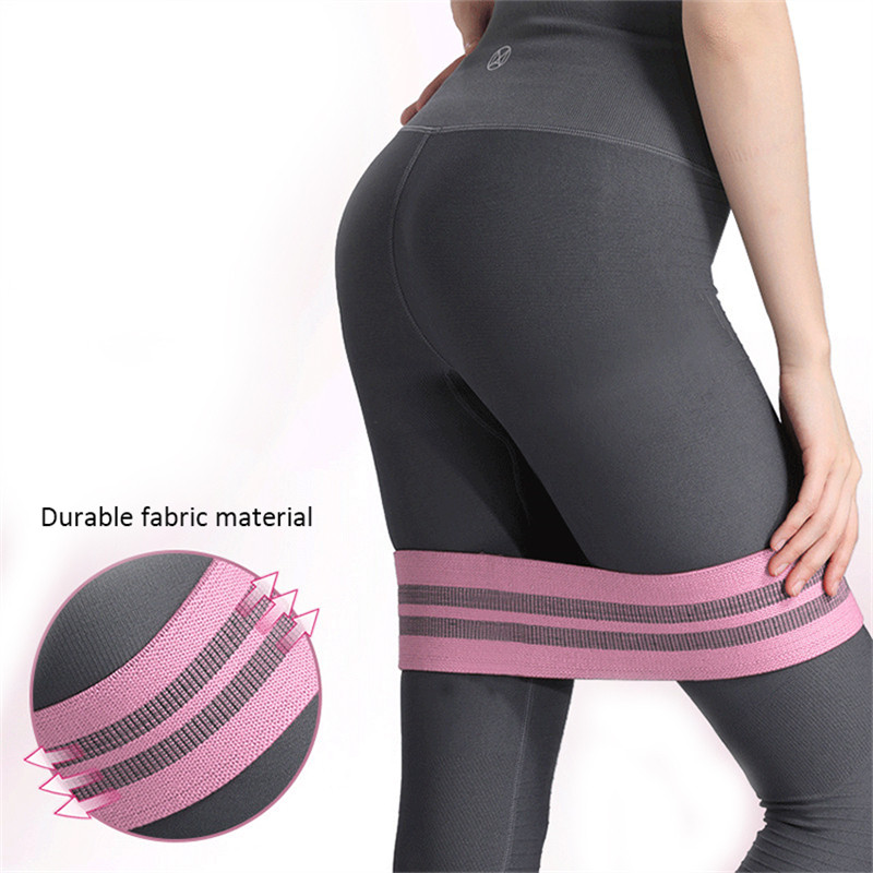 Set de 3 benzi de rezistență antiderapante pentru țesături, antrenament, fitness, pradă de yoga, banda de șold roz