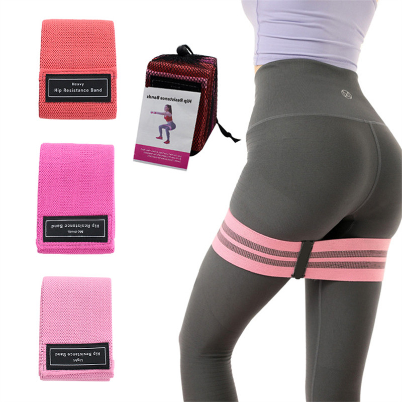 Set de 3 benzi de rezistență antiderapante pentru țesături, antrenament, fitness, pradă de yoga, banda de șold roz