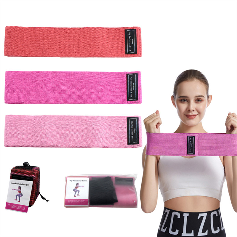 Set de 3 benzi de rezistență antiderapante pentru țesături, antrenament, fitness, pradă de yoga, banda de șold roz