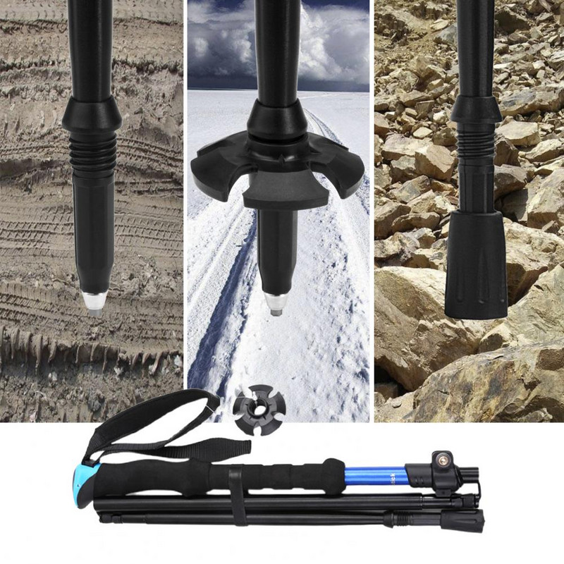 Kokkupandav 4 sektsiooniga põrutusvastane matkakepp pikendatav teleskoopiline matkakepp ülikerge kokkupandav matkakepp matkariist