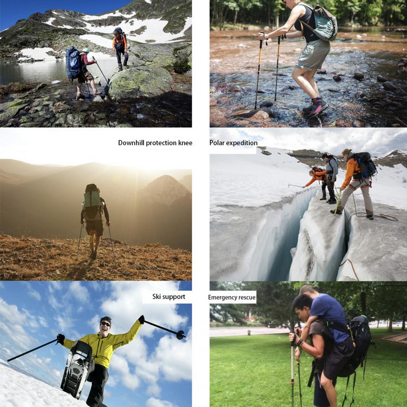 Kokkupandav 4 sektsiooniga põrutusvastane matkakepp pikendatav teleskoopiline matkakepp ülikerge kokkupandav matkakepp matkariist