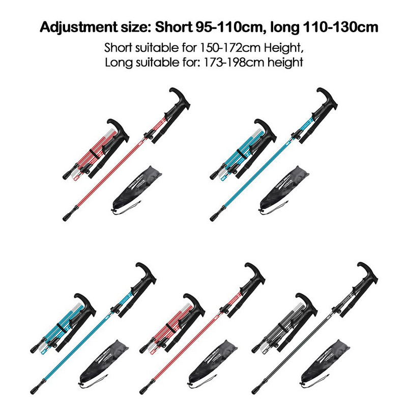 Baston de trekking pliabil, portabil, din aluminiu, în aer liber