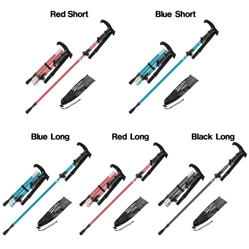 Baston de trekking pliabil, portabil, din aluminiu, în aer liber