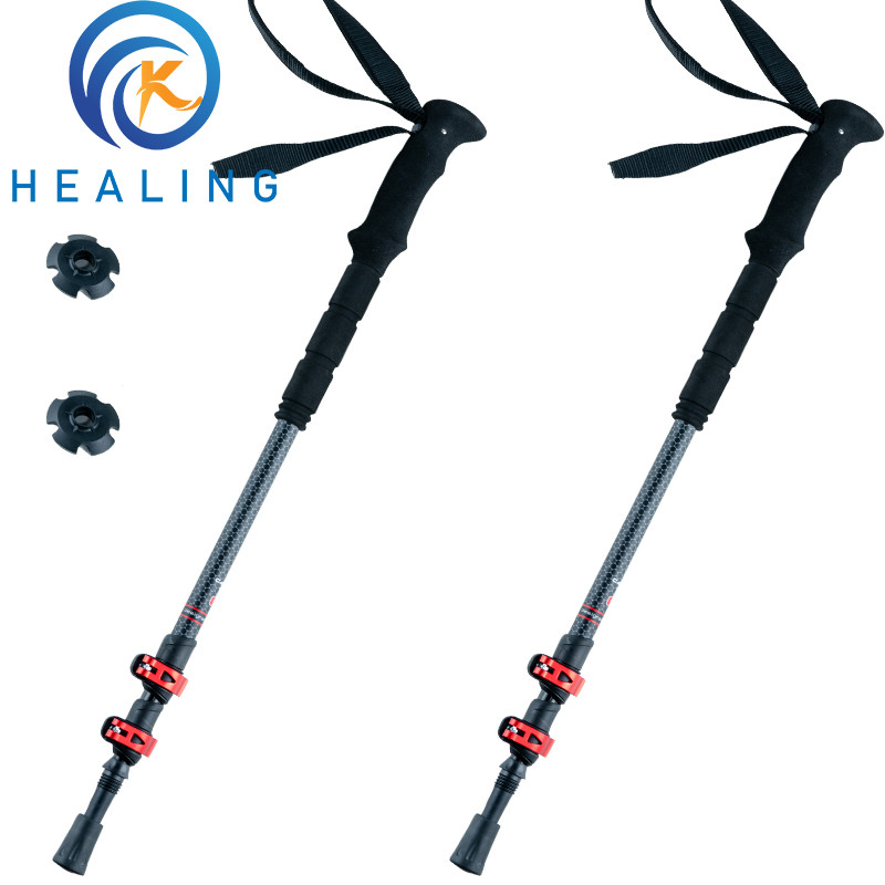 Professionaalsed süsinikkiust matkakepid 3-sektsioonilised ülikerged kaasaskantavad matkareisid ronimiskepid