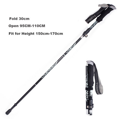 Baston de drumeție pliabil, în aer liber, cu 5 secțiuni, pentru camping, portabil, pentru mers pe jos, pentru clubul telescopic pentru bătrâni nordici, cu geantă 1/2 buc.