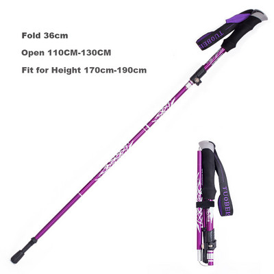 Baston de drumeție pliabil, în aer liber, cu 5 secțiuni, pentru camping, portabil, pentru mers pe jos, pentru clubul telescopic pentru bătrâni nordici, cu geantă 1/2 buc.