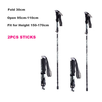Baston de drumeție pliabil, în aer liber, cu 5 secțiuni, pentru camping, portabil, pentru mers pe jos, pentru clubul telescopic pentru bătrâni nordici, cu geantă 1/2 buc.