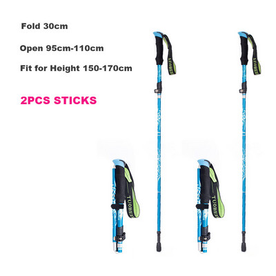 Baston de drumeție pliabil, în aer liber, cu 5 secțiuni, pentru camping, portabil, pentru mers pe jos, pentru clubul telescopic pentru bătrâni nordici, cu geantă 1/2 buc.