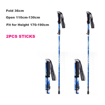 Baston de drumeție pliabil, în aer liber, cu 5 secțiuni, pentru camping, portabil, pentru mers pe jos, pentru clubul telescopic pentru bătrâni nordici, cu geantă 1/2 buc.