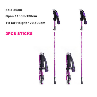 Baston de drumeție pliabil, în aer liber, cu 5 secțiuni, pentru camping, portabil, pentru mers pe jos, pentru clubul telescopic pentru bătrâni nordici, cu geantă 1/2 buc.