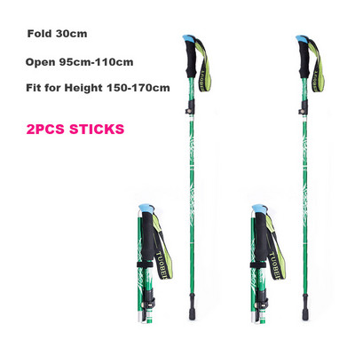 Baston de drumeție pliabil, în aer liber, cu 5 secțiuni, pentru camping, portabil, pentru mers pe jos, pentru clubul telescopic pentru bătrâni nordici, cu geantă 1/2 buc.