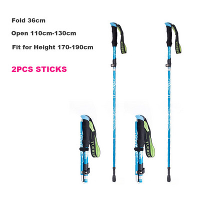 Baston de drumeție pliabil, în aer liber, cu 5 secțiuni, pentru camping, portabil, pentru mers pe jos, pentru clubul telescopic pentru bătrâni nordici, cu geantă 1/2 buc.