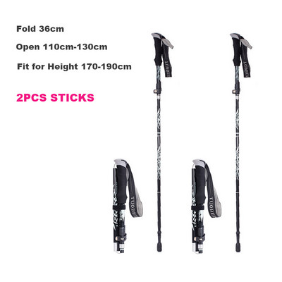 Baston de drumeție pliabil, în aer liber, cu 5 secțiuni, pentru camping, portabil, pentru mers pe jos, pentru clubul telescopic pentru bătrâni nordici, cu geantă 1/2 buc.