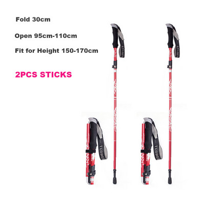 Baston de drumeție pliabil, în aer liber, cu 5 secțiuni, pentru camping, portabil, pentru mers pe jos, pentru clubul telescopic pentru bătrâni nordici, cu geantă 1/2 buc.