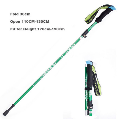 Baston de drumeție pliabil, în aer liber, cu 5 secțiuni, pentru camping, portabil, pentru mers pe jos, pentru clubul telescopic pentru bătrâni nordici, cu geantă 1/2 buc.