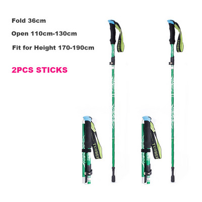 Baston de drumeție pliabil, în aer liber, cu 5 secțiuni, pentru camping, portabil, pentru mers pe jos, pentru clubul telescopic pentru bătrâni nordici, cu geantă 1/2 buc.