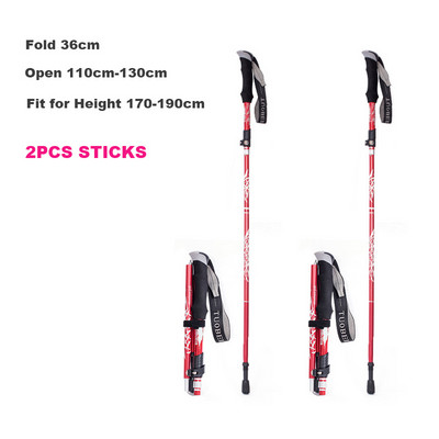 Baston de drumeție pliabil, în aer liber, cu 5 secțiuni, pentru camping, portabil, pentru mers pe jos, pentru clubul telescopic pentru bătrâni nordici, cu geantă 1/2 buc.