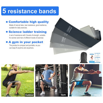 5 τμχ Ζώνες αντίστασης γιόγκα Bodybuilding Elastic Rubber Band Προπόνηση Ενδυνάμωσης Γυμναστήριο Γυμναστήριο Εξοπλισμός άσκησης γυμναστικής ζώνης